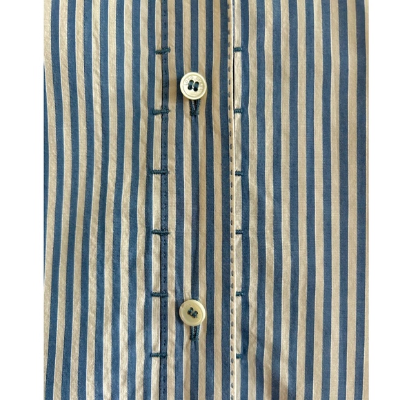 LORO PIANA Shirt Women's White/Blue Stripe Size38 Made in Italy - Picture 4 of 6